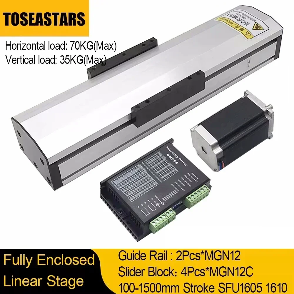 Linear Rail - ステッピングモーター用の完全密閉型リニアレールガイド、スライドステージのダストカバー、幅90mm、100-1500mm、ストロークsfu1605 1610、nema 23