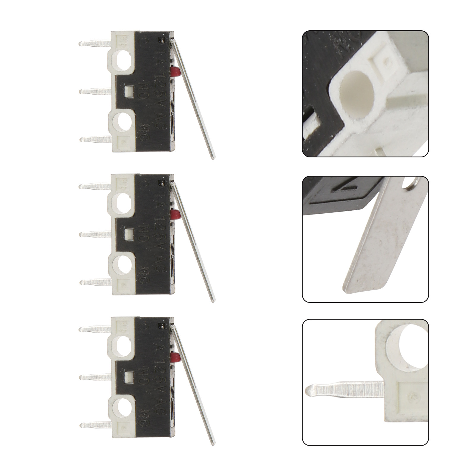 Limit Switch - 5個入り マイクロリミットスイッチ、長めのヒンジレバー、高感度。家庭用電化製品、オーディオ機器、ビジネス機器、通信機器に。
