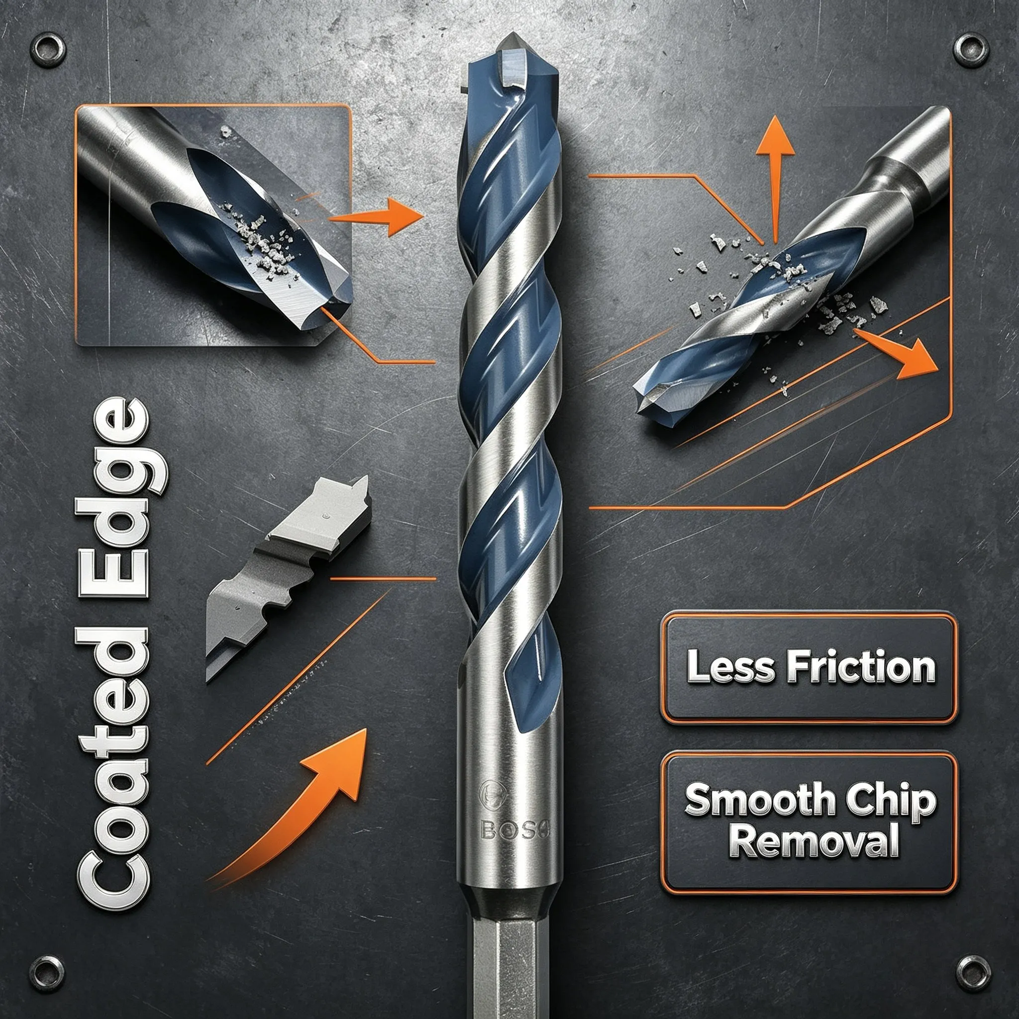 Drill Bit Set - BOSCH EXPERT HEX-9 マルチコンストラクションドリルビット。六角軸、汎用性の高い多素材対応ドリルビット。タイル、コンクリート、金属、木材に使用可能。