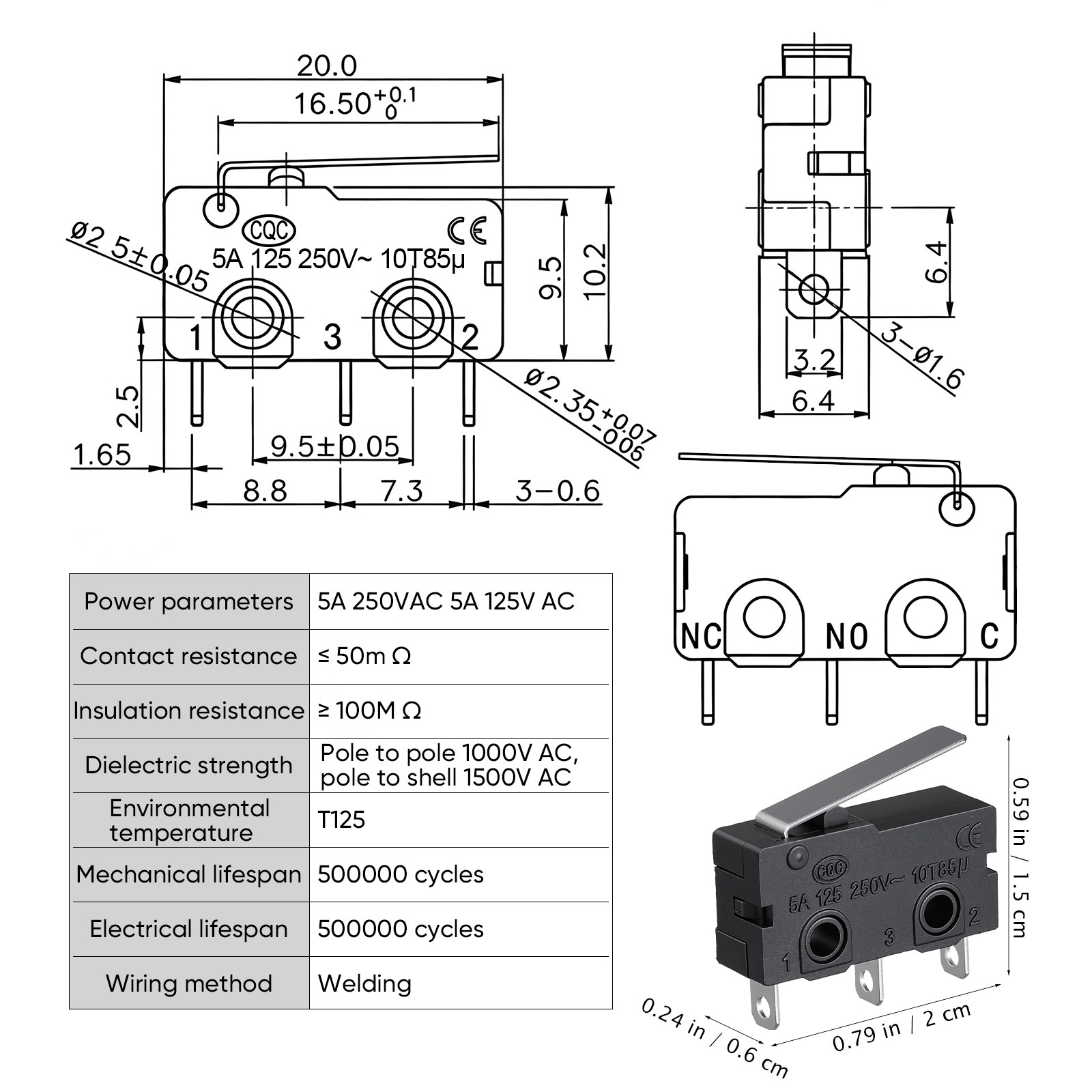 電子レンジ用ドアマイクロスイッチ 12個入り、レバー式リミッ - Limit Switch のレビューと価格